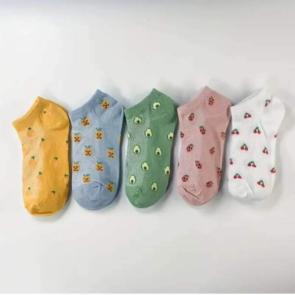 Fun fruit pattern, thin ankles, socks bundle avocado, lemon pineapple ch…